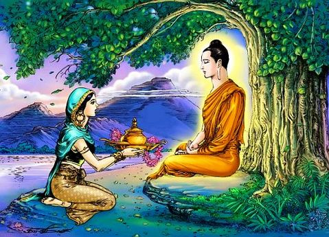Thiếu nữ cúng dường Đức Phật
